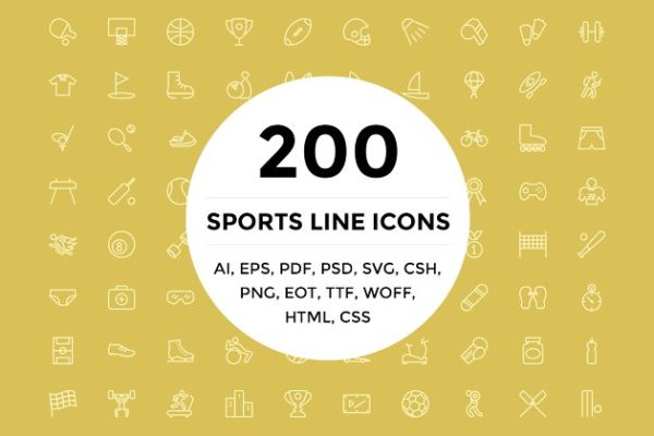 200个体育主题运动系列图标 200 Sports Line Icons缩略图 200个体育主题运动系列图标 200 Sports Line Icons