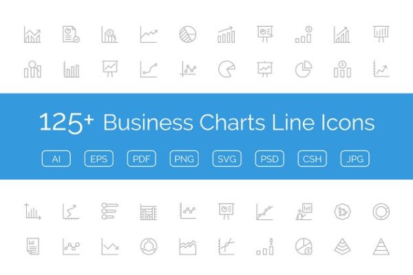 125+企业商务商业数据线条图标 125+ Business Charts Line Icons缩略图 125+企业商务商业数据线条图标 125+ Business Charts Line Icons