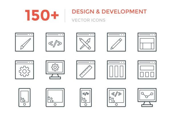 150+互联网技术开发&软件设计极简线条图标 150+ Design and Development Icon缩略图 150+互联网技术开发&软件设计极简线条图标 150+ Design and Development Icon