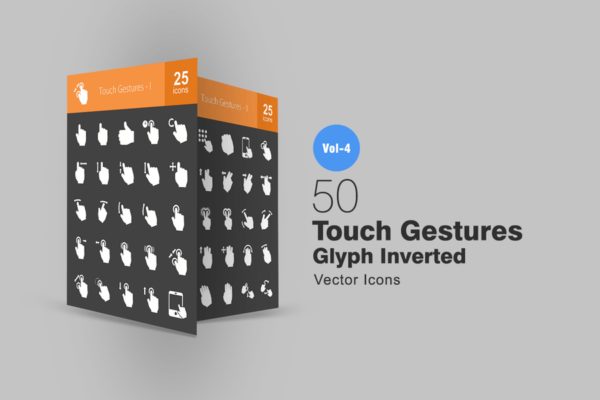 50枚触屏手势动作图标素材 50 Touch Gestures Glyph Inverted Icons缩略图 50枚触屏手势动作图标素材 50 Touch Gestures Glyph Inverted Icons