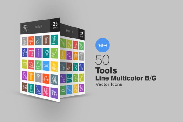 50枚工具多彩线条图标素材 50 Tools Line Multicolor Icons缩略图 50枚工具多彩线条图标素材 50 Tools Line Multicolor Icons