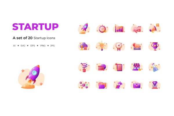 20枚Startup启动矢量图标素材 20 Startup Icons缩略图 20枚Startup启动矢量图标素材 20 Startup Icons