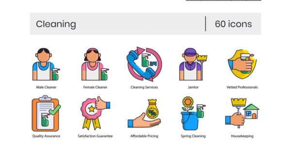 60枚家政清洁服务主题矢量图标素材 60 Cleaning Icons | Contempo Series缩略图 60枚家政清洁服务主题矢量图标素材 60 Cleaning Icons | Contempo Series