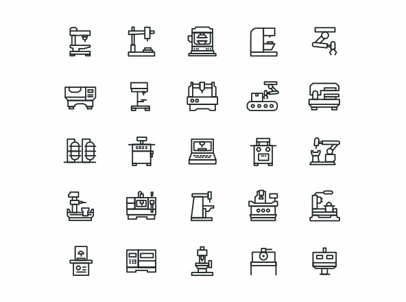 CNC数控机床矢量图标素材 CNC Machine Vector Icons缩略图 CNC数控机床矢量图标素材 CNC Machine Vector Icons