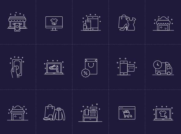 购物和电子商务主题矢量图标素材 Shopping and E-commerce Vector Icons缩略图 购物和电子商务主题矢量图标素材 Shopping and E-commerce Vector Icons
