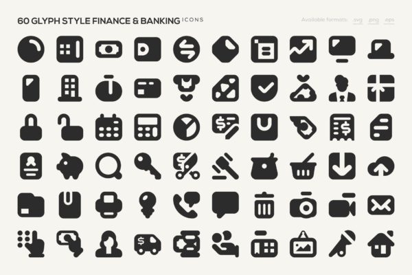 60枚金融和银行主题字体图标素材 60 Glyph Style Finance & Banking Icons缩略图 60枚金融和银行主题字体图标素材 60 Glyph Style Finance & Banking Icons