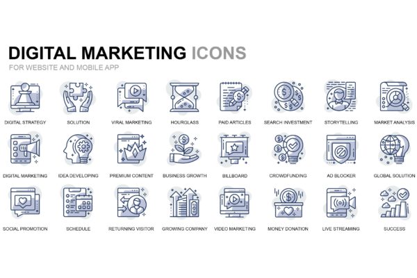数字营销主题线性图标素材 Digital Marketing Thin Line Icons缩略图 数字营销主题线性图标素材 Digital Marketing Thin Line Icons
