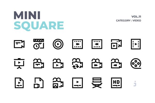 60枚视频多媒体主题线性图标矢量图标素材 Mini square – 60 Video Icons缩略图 60枚视频多媒体主题线性图标矢量图标素材 Mini square – 60 Video Icons