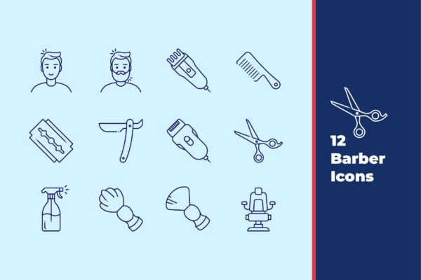 美发沙龙主题矢量图标集 Barber Icons缩略图 美发沙龙主题矢量图标集 Barber Icons