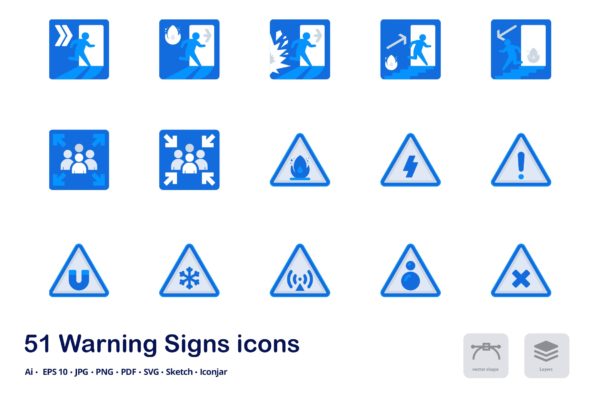 警告标志双色调扁平化矢量图标 Warning Signs Accent Duo Tone Flat Icons缩略图 警告标志双色调扁平化矢量图标 Warning Signs Accent Duo Tone Flat Icons