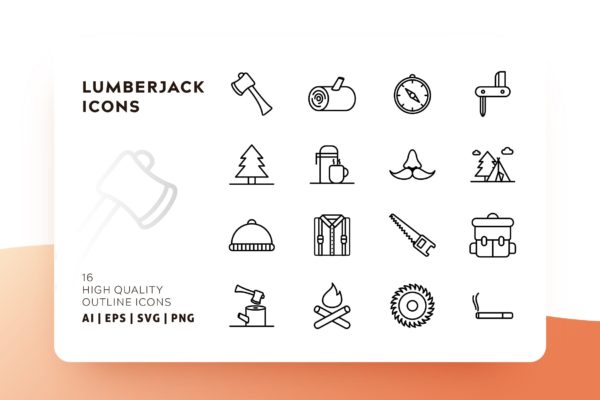 伐木工OUTLINE风格轮廓图标素材 LUMBERJACK OUTLINE缩略图 伐木工OUTLINE风格轮廓图标素材 LUMBERJACK OUTLINE