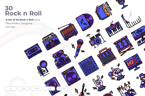 30枚摇滚音乐矢量图标素材 30 Rock n Roll Icons缩略图 30枚摇滚音乐矢量图标素材 30 Rock n Roll Icons