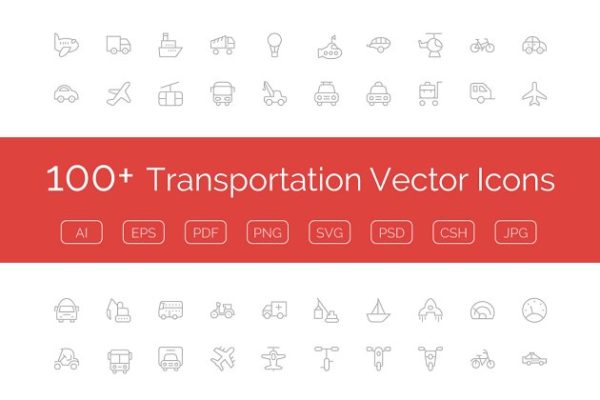 100+交通运输矢量图标集合 100+ Transportation Vector Icons缩略图 100+交通运输矢量图标集合 100+ Transportation Vector Icons