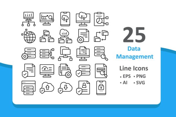25枚数据信息管理主题线性图标素材 25 Data Management Icons – Line缩略图 25枚数据信息管理主题线性图标素材 25 Data Management Icons – Line