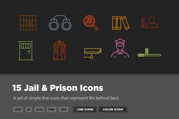 15枚监狱看守所主题矢量图标 15 Jail & Prison Icons缩略图 15枚监狱看守所主题矢量图标 15 Jail & Prison Icons
