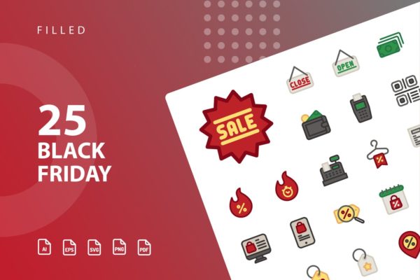 黒五电商购物节日主题填充图标素材 Black Friday Filled缩略图 黒五电商购物节日主题填充图标素材 Black Friday Filled