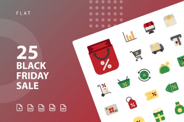 黑色星期五购物节主题扁平设计风格图标 Black Friday Sale Flat缩略图 黑色星期五购物节主题扁平设计风格图标 Black Friday Sale Flat