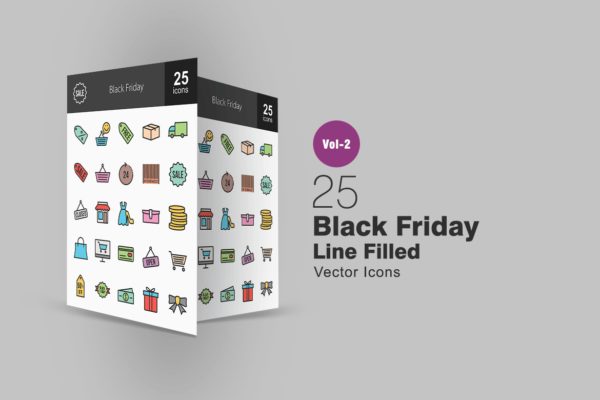 25个黑色星期五购物节主题填充图标素材 25 Black Friday Line Filled Icons缩略图 25个黑色星期五购物节主题填充图标素材 25 Black Friday Line Filled Icons