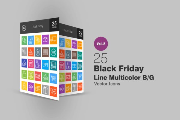 25个黑色星期五主题多色线性图标 25 Black Friday Line Multicolor Icons缩略图 25个黑色星期五主题多色线性图标 25 Black Friday Line Multicolor Icons