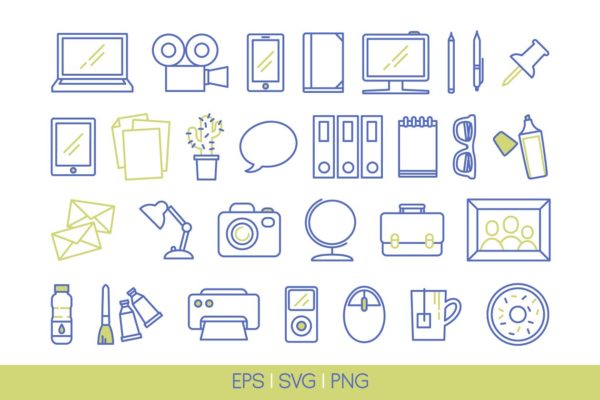 一组30个办公室矢量图标  30 vector office icons