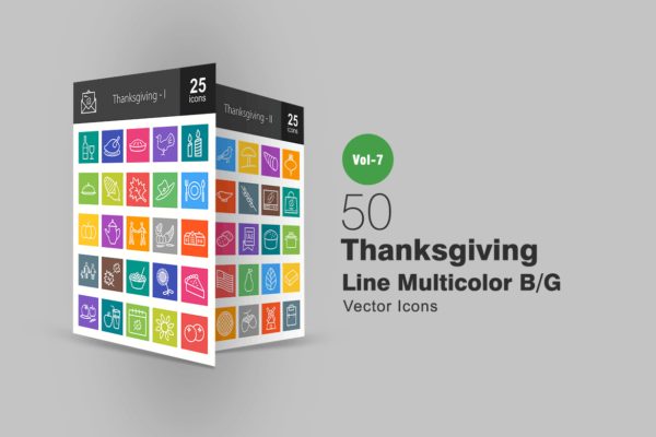 50枚感恩节系列多色B/G图标设计素材 50 Thanksgiving Line Multicolor B/G Icons缩略图 50枚感恩节系列多色B/G图标设计素材 50 Thanksgiving Line Multicolor B/G Icons