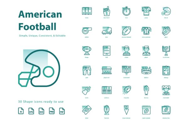 体育运动-美式足球橄榄球主题形状图标 American Football (Shape)缩略图 体育运动-美式足球橄榄球主题形状图标 American Football (Shape)