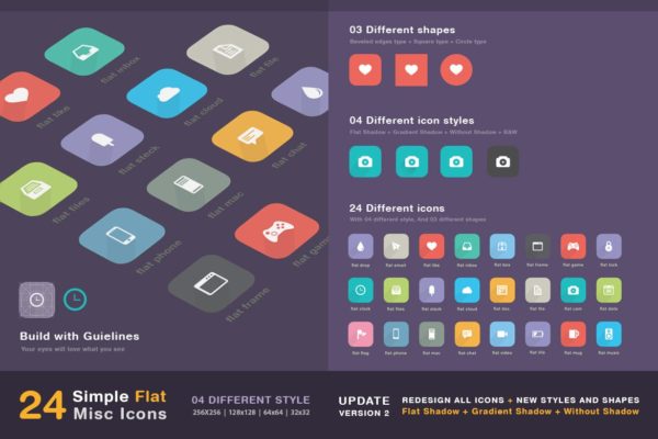 24枚简约扁平设计风音乐主题矢量图标 24 Simple Flat – Misc Icons缩略图 24枚简约扁平设计风音乐主题矢量图标 24 Simple Flat – Misc Icons