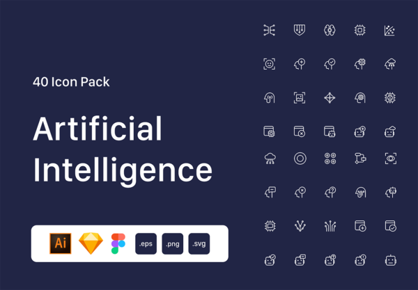大洋岛下午茶：人工智能（AI）图标素材套装下载[Sketch,fig,AI]
