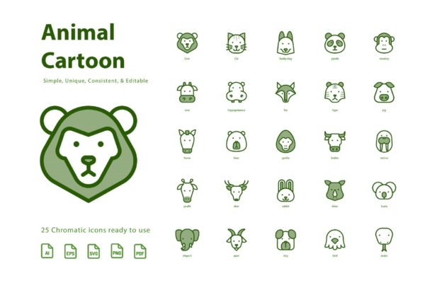 动物卡通形象彩色矢量图标素材 Animal Cartoon (Chromatic)