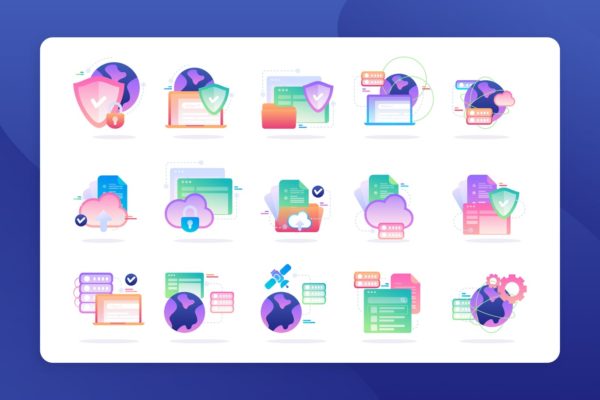 云数据主题矢量图标素材 Cloud Data – Icon Illustration