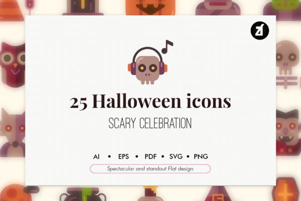 25枚万圣节元素矢量图标素材 25 Halloween elements