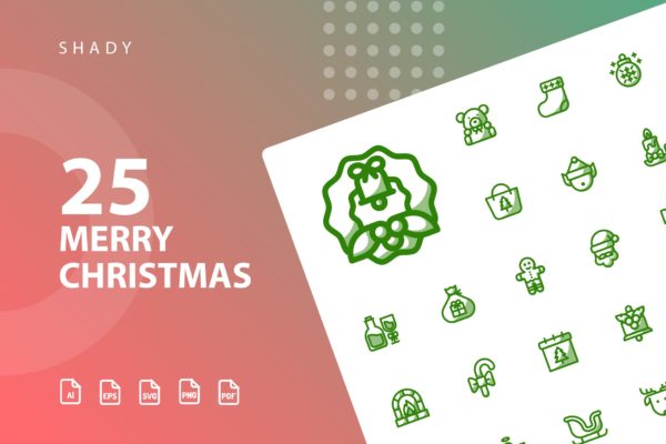 25枚圣诞主题背影线性图标素材 Merry Christmas Shady缩略图 25枚圣诞主题背影线性图标素材 Merry Christmas Shady