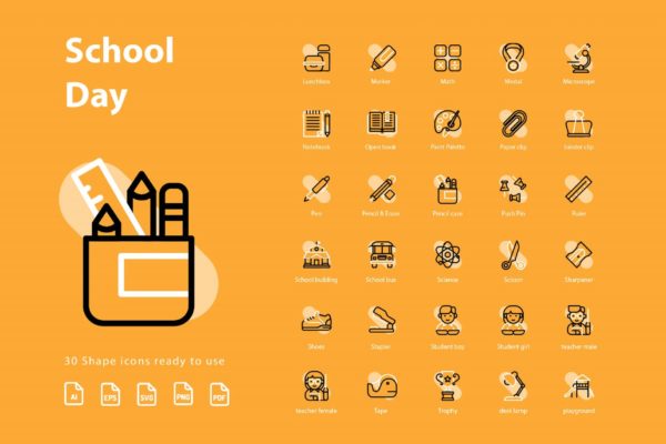 校园日教育主题图形图标矢量图标 Shcool Day (Shape)缩略图 校园日教育主题图形图标矢量图标 Shcool Day (Shape)