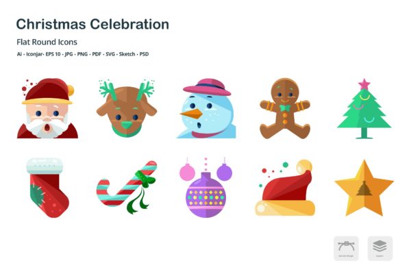 圣诞节庆祝主题扁平设计风格彩色图标 Christmas Celebration Flat Colored Icons缩略图 圣诞节庆祝主题扁平设计风格彩色图标 Christmas Celebration Flat Colored Icons