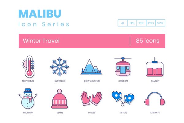 Malibu系列-85枚冬季旅行图标素材 85 Winter Travel Icons | Malibu Series缩略图 Malibu系列-85枚冬季旅行图标素材 85 Winter Travel Icons | Malibu Series