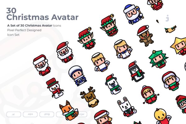 30枚圣诞主题人物头像图标素材 30 Christmas Avatar Icons缩略图 30枚圣诞主题人物头像图标素材 30 Christmas Avatar Icons