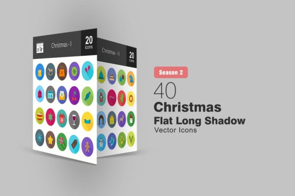 40枚圣诞节主题扁平风长阴影图标 40 Christmas Flat Long Shadow Icons缩略图 40枚圣诞节主题扁平风长阴影图标 40 Christmas Flat Long Shadow Icons