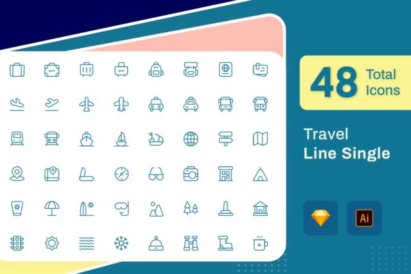 Line Senja图标系列:旅游主题矢量线性图标 Line Senja – Travel缩略图 Line Senja图标系列:旅游主题矢量线性图标 Line Senja – Travel