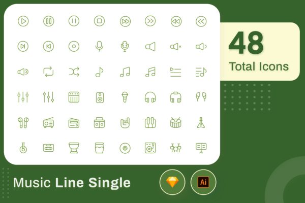Line Senja图标系列：音乐主题矢量线性图标 Line Senja – Music