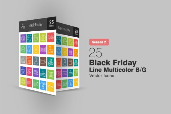 25个黑色星期五主题彩色线性图标 25 Black Friday Line Multicolor B/G Icons缩略图 25个黑色星期五主题彩色线性图标 25 Black Friday Line Multicolor B/G Icons
