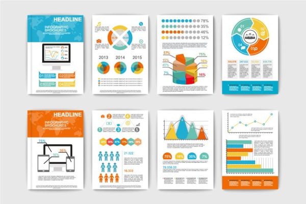 信息图表风格小册子模板 Set of Infographic brochures