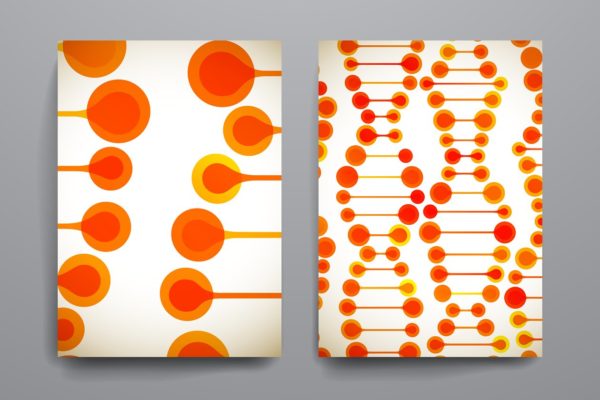 漂亮的DNA链条图形背景小册子模板 Beautiful brochures in DNA style.