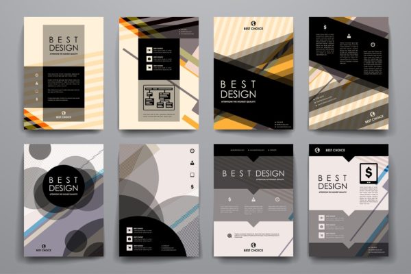抽象图形背景小册子手册模板 Set of Abstract Brochures