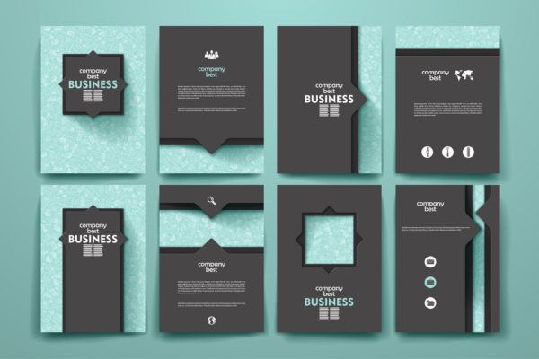 图标拼凑背景画册模板 Business Brochures