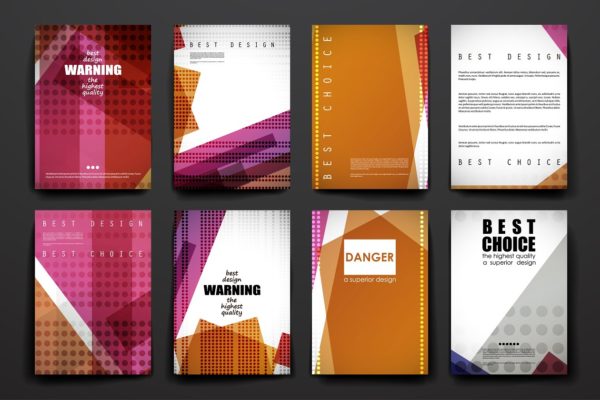 大红色抽象背景小册子画册模板 Set of Abstract Brochures