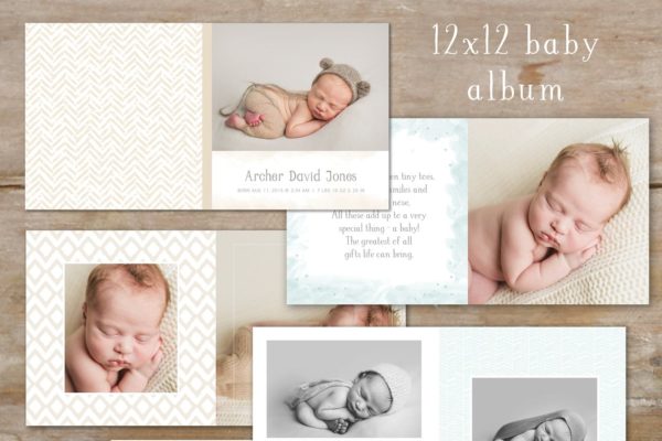 新生儿摄影艺术相册模板 Photo Book Template – Baby Boy Album缩略图 新生儿摄影艺术相册模板 Photo Book Template – Baby Boy Album
