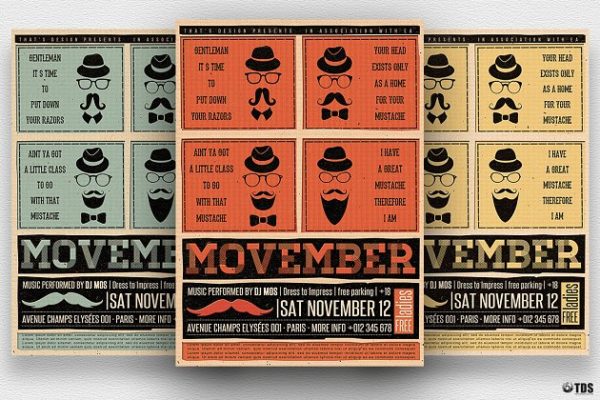 音乐主题抽象传单PSD模板v1 Movember Flyer PSD V1缩略图 音乐主题抽象传单PSD模板v1 Movember Flyer PSD V1