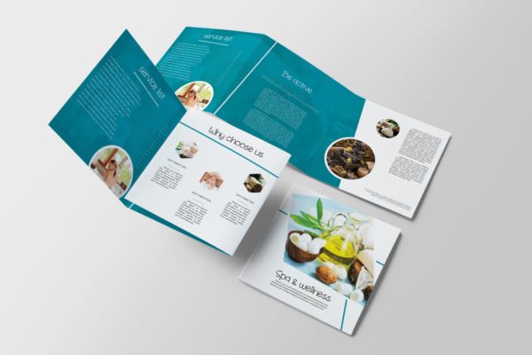 美容SPA水疗品牌宣传画册设计模板 Spa & Wellness Square Brochure