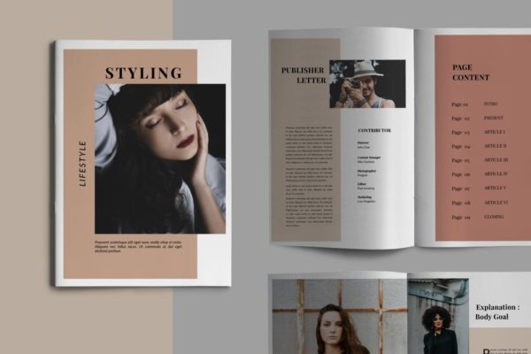 16页摄影/时尚行业适用作品展示画册设计模板 Styling Fashioned – Brochure缩略图 16页摄影/时尚行业适用作品展示画册设计模板 Styling Fashioned – Brochure