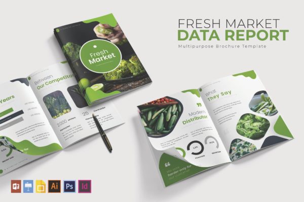 生鲜市场分析数据报告画册设计模板 Fresh Market Data | Report  Template